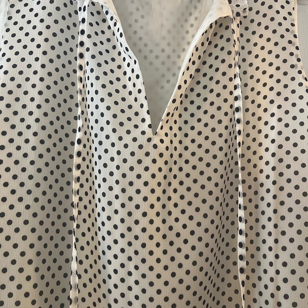 J. Crew Black & White Polka Dot Sleeveless V-Neck Blouse - Picture 3 of 4